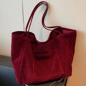 Red Faux Suede Toto Large Capacity